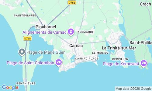 Ausschnitt der Weltkarte zu Plage Saint Michel Carnac