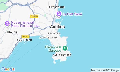 Ausschnitt der Weltkarte zu Plage Salis Antibes