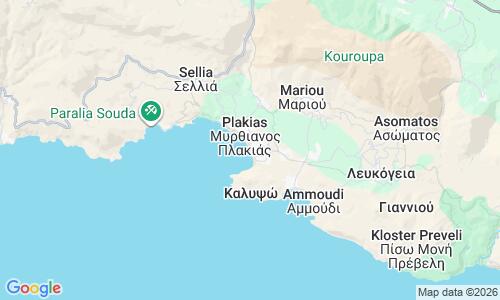 Ausschnitt der Weltkarte zu Plakias Beach