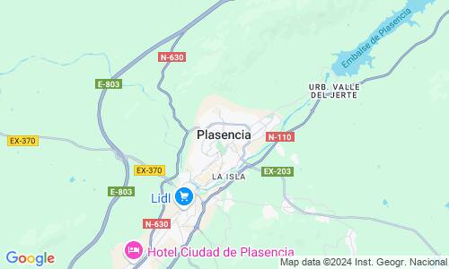 Ausschnitt der Weltkarte zu Plasencia