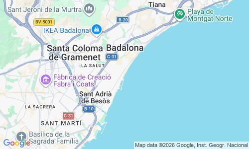 Ausschnitt der Weltkarte zu Platja de Badalona