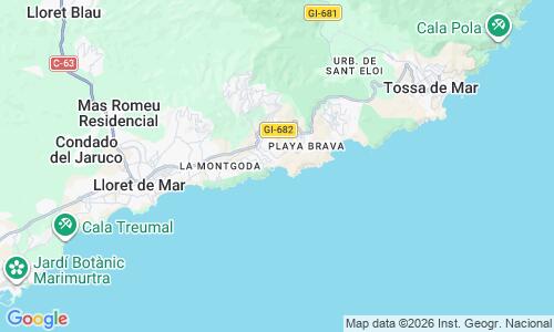 Ausschnitt der Weltkarte zu Platja de Canyelles