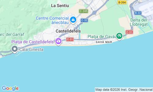 Ausschnitt der Weltkarte zu Platja de Castelldefels