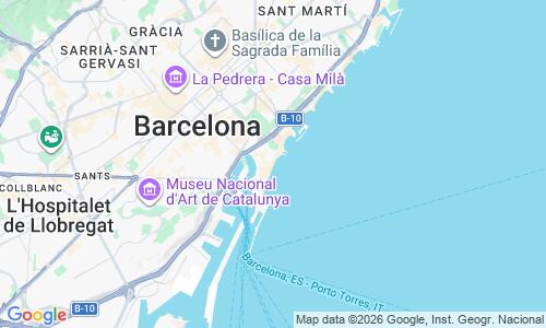 Ausschnitt der Weltkarte zu Platja de la Barceloneta