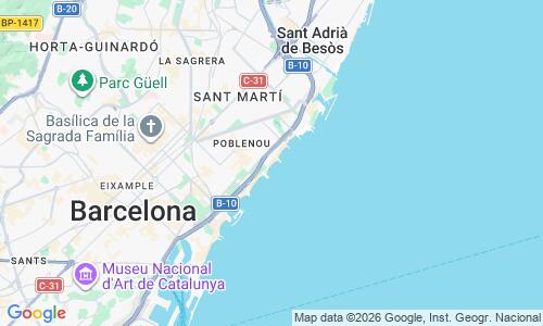 Ausschnitt der Weltkarte zu Platja de la Mar Bella