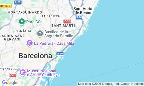 Ausschnitt der Weltkarte zu Platja de la Mar Bella