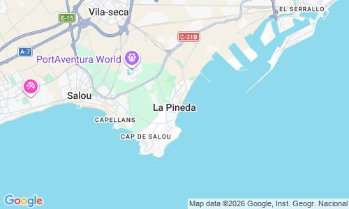 Ausschnitt der Weltkarte zu Platja de la Pineda