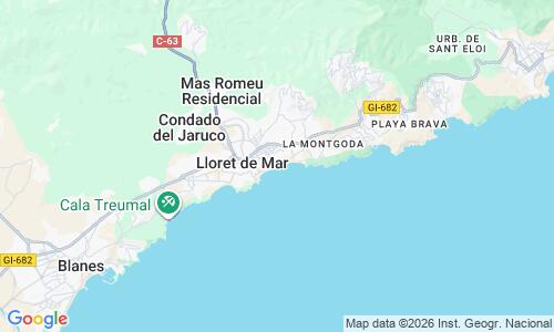 Ausschnitt der Weltkarte zu Platja de Lloret de Mar