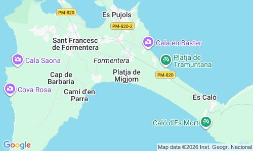 Ausschnitt der Weltkarte zu Platja de Migjorn