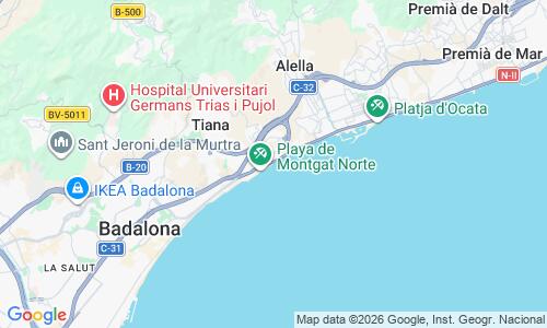 Ausschnitt der Weltkarte zu Platja de Montgat