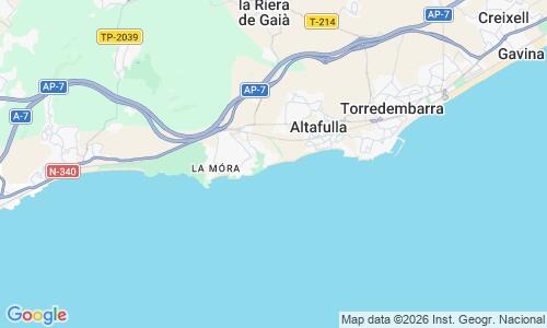 Ausschnitt der Weltkarte zu Platja de Tamarit