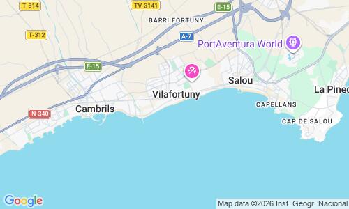Ausschnitt der Weltkarte zu Platja de Vilafortuny