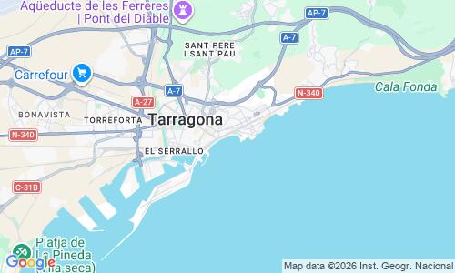 Ausschnitt der Weltkarte zu Platja del Miracle