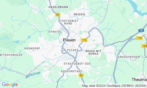 Ausschnitt der Weltkarte zu Plauen