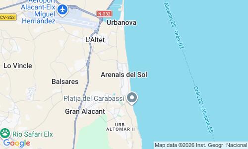 Ausschnitt der Weltkarte zu Playa Arenales del Sol