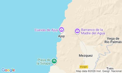 Ausschnitt der Weltkarte zu Playa de Ajuy