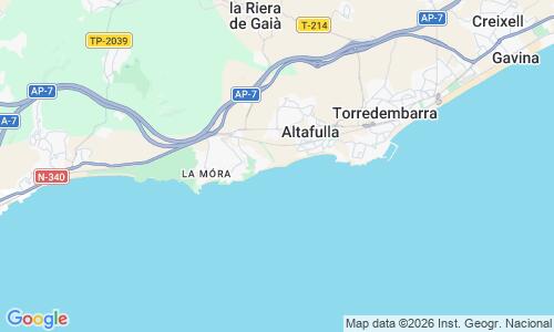 Ausschnit der Weltkarte zu Playa de Altafulla