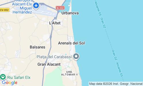 Ausschnitt der Weltkarte zu Playa de Arenales del Sol