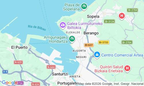 Ausschnitt der Weltkarte zu Playa de Arrigunaga