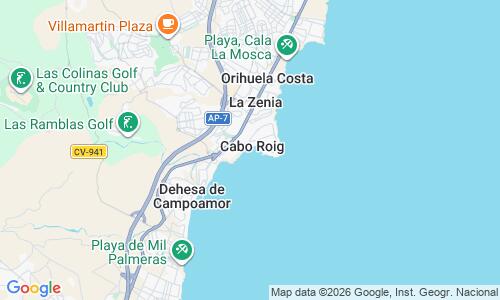 Ausschnitt der Weltkarte zu Playa de Cabo Roig