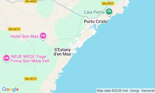 Ausschnitt der Weltkarte zu Playa de Cala Anguila