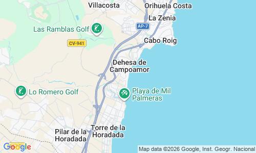 Ausschnitt der Weltkarte zu Playa de Campoamor