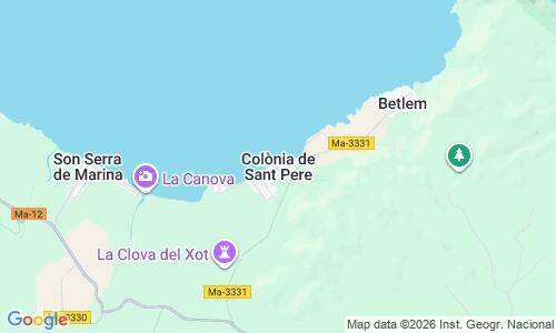 Ausschnitt der Weltkarte zu Playa de Colònia de Sant Pere