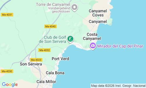 Ausschnitt der Weltkarte zu Playa de Costa de los Pinos