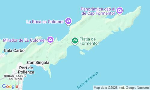 Ausschnitt der Weltkarte zu Playa de Formentor