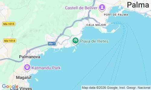 Ausschnitt der Weltkarte zu Playa de Illetes