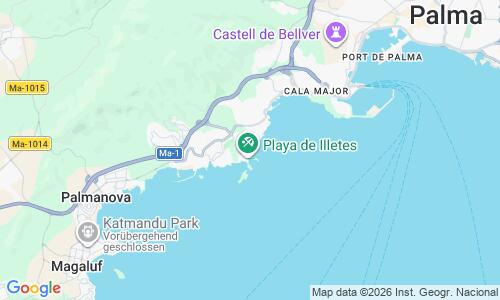 Ausschnitt der Weltkarte zu Playa de Illetes