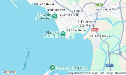 Ausschnitt der Weltkarte zu Playa de La Muralla