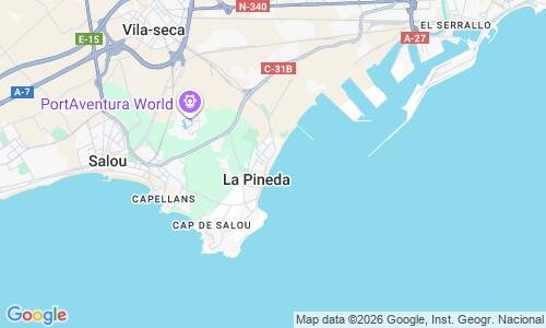 Ausschnitt der Weltkarte zu Playa de la Pineda