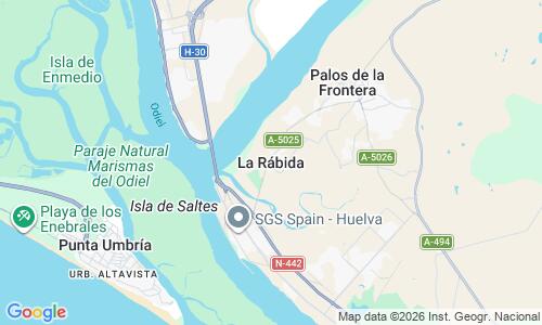 Ausschnitt der Weltkarte zu Playa de La Rabida