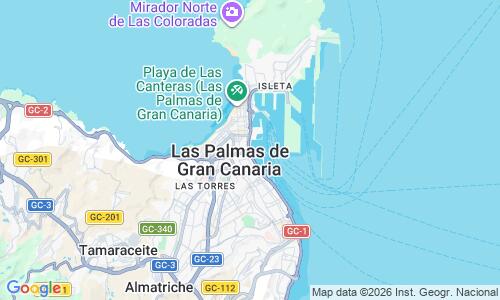 Ausschnitt der Weltkarte zu Playa de Las Alcaravaneras