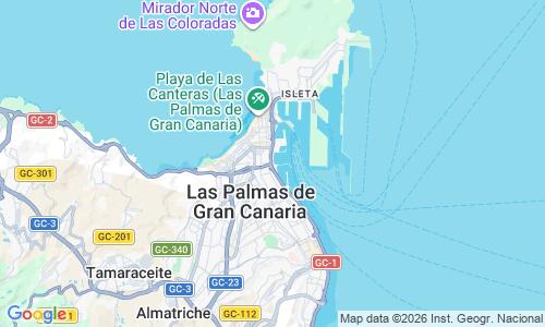 Ausschnitt der Weltkarte zu Playa de Las Alcaravaneras