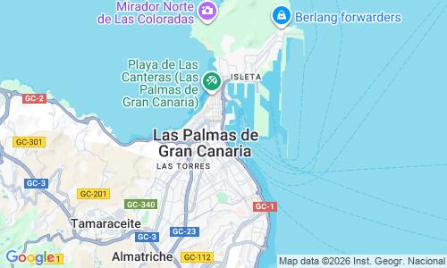 Ausschnitt der Weltkarte zu Playa de Las Alcaravaneras