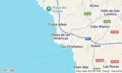 Ausschnitt der Weltkarte zu Playa de Las Américas