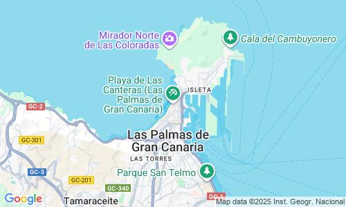 Ausschnitt der Weltkarte zu Playa de Las Canteras