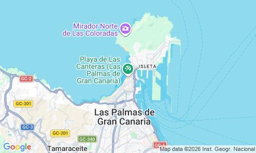 Ausschnitt der Weltkarte zu Playa de Las Canteras