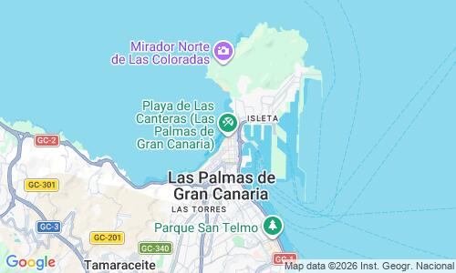 Ausschnitt der Weltkarte zu Playa de Las Canteras