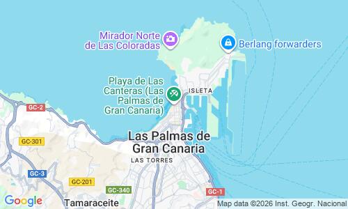 Ausschnitt der Weltkarte zu Playa de Las Canteras