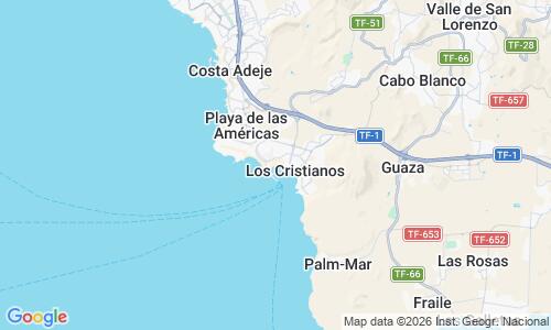 Ausschnitt der Weltkarte zu Playa de Los Cristianos
