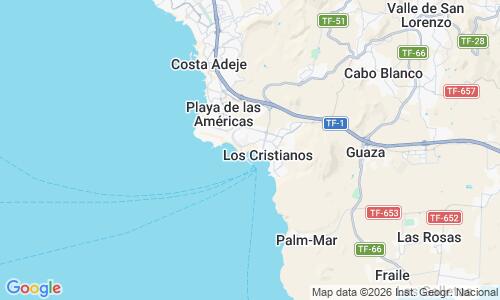 Ausschnitt der Weltkarte zu Playa de Los Cristianos