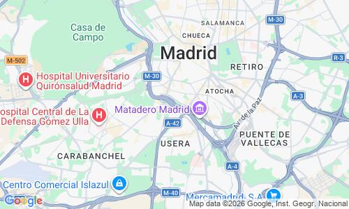 Ausschnitt der Weltkarte zu Playa de Madrid Río