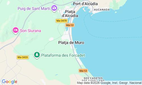 Ausschnitt der Weltkarte zu Playa de Muro