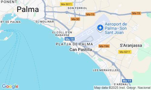 Ausschnitt der Weltkarte zu Playa de Palma