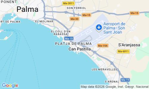 Ausschnitt der Weltkarte zu Playa de Palma