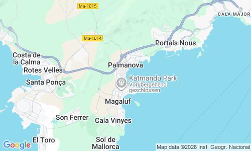 Ausschnitt der Weltkarte zu Playa de Palmanova