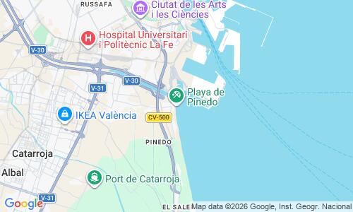 Ausschnitt der Weltkarte zu Playa de Pinedo